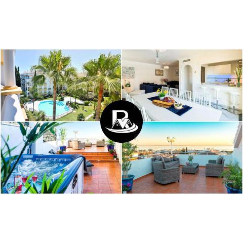 ✰ Luxurious 5 Bedroom PENTHOUSE. Sea Views. Hot Tub. BBQ. Golden Mile